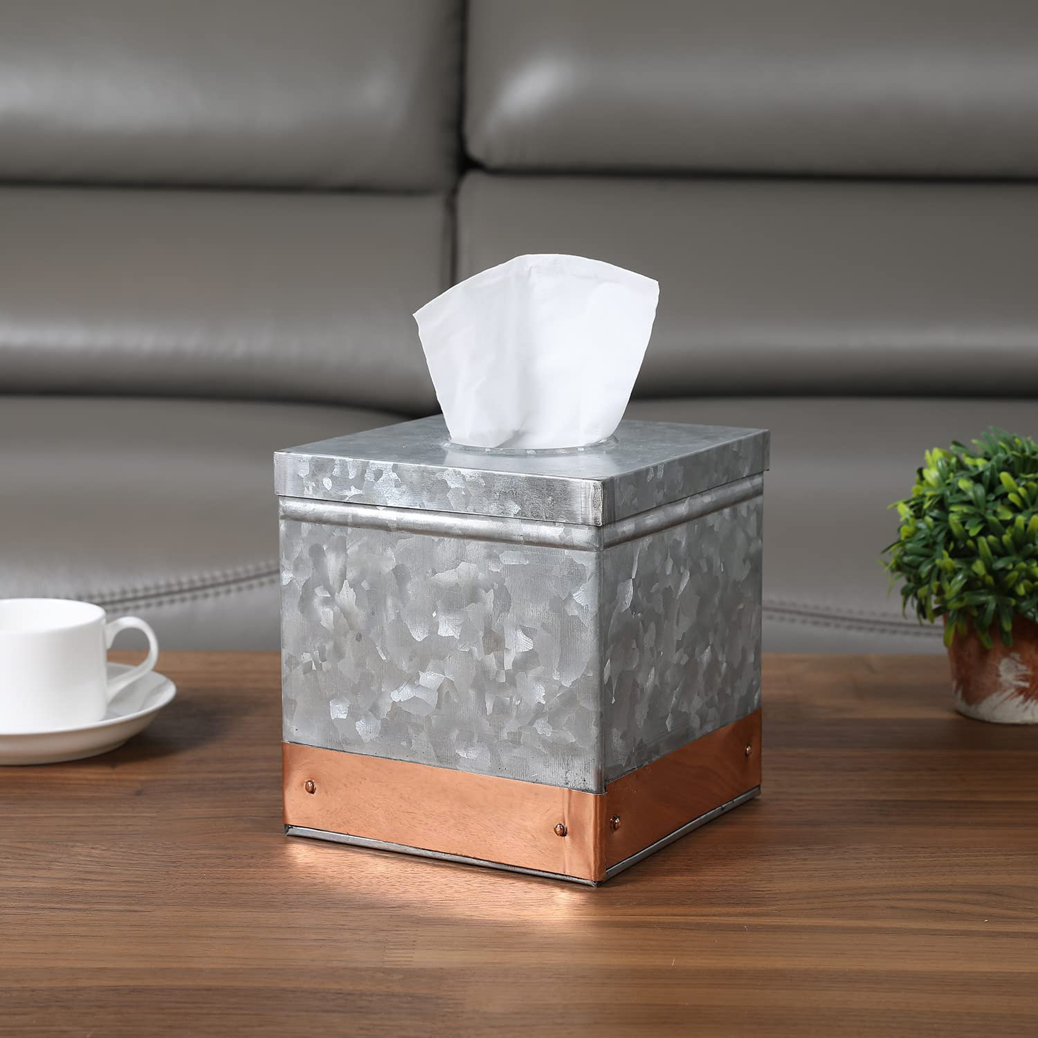 August Grove Arne Galvanized Metal Square Tissue Box Holder Wayfair